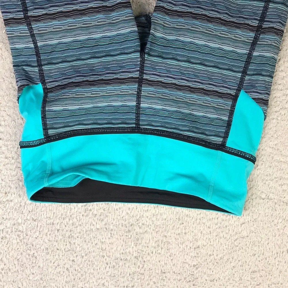 Lululemon Pace‎ Rival Crop Leggings Womens 4 Space Dyed Blue Pockets 23